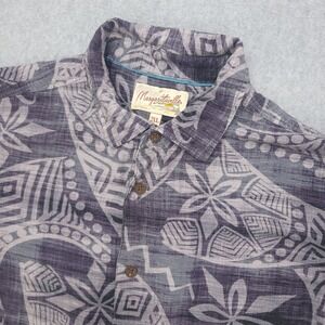 Margaritaville Hawaiian Lounge‎ Shirt Men's XXL Gray Rayon Floral Aztec